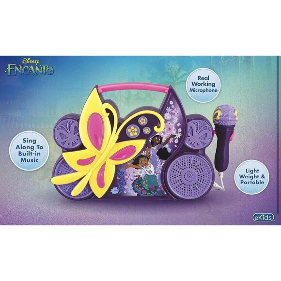 Disney Encanto Sing Along Boombox & Purple Microphone Butterfly Set NEW! - Picture 5 of 6